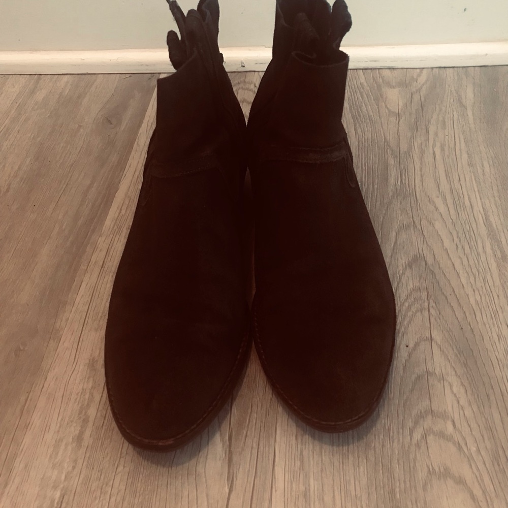 Brown suede booties